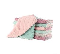 25 * 25cm Double Colored Dishcloth for Efficient For Kitchen Cleaning, Thickened Coral Fleece Material, Convenient and (10 pieces)