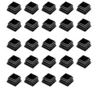 25 * 25mm Square Plastic Plugs,Square Plastic End Caps in 24pcs,Chair Leg Pipe Tube Insert Blanking Cover,End Cover Caps for Furniture,Tables,Chairs