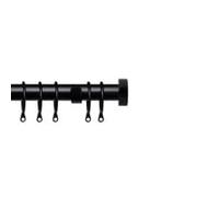 25-28mm Extendable Stud End Metal Curtain Pole (Black, 120cm-210cm)