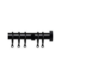 25-28mm Extendable Stud End Metal Curtain Pole (Black, 120cm-210cm)