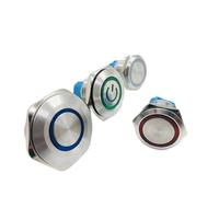 25/30/35MM waterproof metal button switch LED lamp instant lock automotive engine power switch start and stop 5v 6v 12V 24V 220V(White circles,3-8V(5V6V))