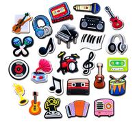 25, 40Pcs Music Shoe Decoration Charms for Clog Decoration, Musical Instruments Charms Accessories for Adult Men Women, Non-precious metal., No Gemstone