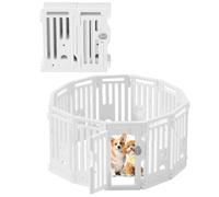 25.5" Dog Playpen 13+1 Panel Plastic Puppy Playpen for Small/Medium Dog Foldable Portable Pet Fence with Door