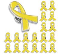 25/50/100/200 Pcs Enamel Cause Awareness Yellow Ribbon Lapel Pins Gifts Badge, Brass, no gemstone