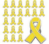 25/50/100 pcs Metal Yellow Ribbon Pin Awareness Ribbon Pin Bone Cancer Awareness Support Campaign Charity Donation Event Gift Accessories Yellow Ribbon Awareness Brooch, Medium, Alloy Steel, no
