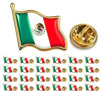 25/50/100 Small metal Mexican flag lapel pin Mexican flag pins for Suit jacket clothing Suit jacket hat Backpack Mexico pin bulk, Metal, no gemstone