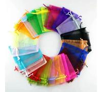 25/50pcs 7x9 15x20 17x23cm Organza Bag Christmas Party Candy Gift Bags Wedding Decor Drawstring Packaging Bag Pouches