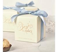 25/50Pcs Best Wishes Candy Box Wedding Sweet Favor Gift Packaging Box With Ribbon Baby Shower Holiday Birthday Party Decoration