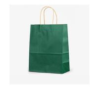 25/50Pcs Brown Kraft Paper Gift Bags With Handle For Wedding Birthday Party Favor Bag Shopping Bags For Small Business Grocery(Green,50PCS_21X11X27CM)