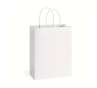 25/50Pcs Brown Kraft Paper Gift Bags With Handle For Wedding Birthday Party Favor Bag Shopping Bags For Small Business Grocery(White,50PCS_15X8X21CM)