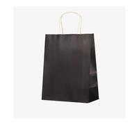 25/50Pcs Brown Kraft Paper Gift Bags With Handle Wedding Bir0hday Party Favor Bags For Small Shopping Retail Merchandise Bags(Black,25PCS_21X11X27CM)