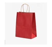 25/50Pcs Brown Kraft Paper Gift Bags With Handle Wedding Bir0hday Party Favor Bags For Small Shopping Retail Merchandise Bags(Wine red,25PCS_21X11X27CM)