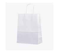 25/50Pcs Brown Kraft Paper Gift Bags With Handle Wedding Bir0hday Party Favor Bags For Small Shopping Retail Merchandise Bags(White,25PCS_21X11X27CM)