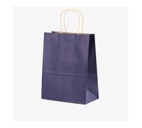 25/50Pcs Brown Kraft Paper Gift Bags With Handle Wedding Bir0hday Party Favor Bags For Small Shopping Retail Merchandise Bags(Dark Blue,25PCS_15X8X21CM)