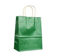 25/50pcs Colorful Kraft Paper Shopping Bags Tote Paper Bags Handles Bags Party Birthday Wedding Packaging Bags for Birthday Wedding Sweets(Green,25 PCS_26X12X31CM)