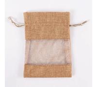 25/50pcs Drawstring Organza Bag Natural Burlap Gift Pouch Combination Flax Jewelry Packaging Wedding Party Candy Bags