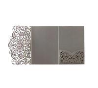 25/50pcs Laser Cut Wedding Invitation Trifold Business Lace Greeting Cards Birthday Party Gift Supplies(Gray,50pcs)