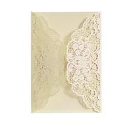 25/50Pcs Laser Cut Wedding Invitations Card Lace Flower Business Greeting Cards Birthday Bridal Shower Party Decoration(Beige,50pcs)