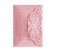 25/50Pcs Laser Cut Wedding Invitations Card Lace Flower Business Greeting Cards Birthday Bridal Shower Party Decoration(Pink,50pcs)