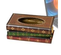 25.5x14.5x10cm Book Shape Retro Tissue Dispenser - Antique Book Tissue Holder, Elegant Wooden Antique Book Tissue Box Cover, Tissue Box Rectangle, Facial Tissue Holder Wooden Tissue Box For Car Home