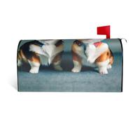 25.5x21 in Mailbox Cover – Wearing Clothes Cute Corgi Dogs Print MagneticMailbox Covers, Letterbox Decor, Spring & Winter Garden Decor