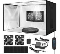 25.6-Inch Portable Airbrush Spray Booth, Dual Fans, LED & 360° Turntable