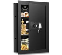 25.6" Wall Safes Between the Studs Fireproof, Combination Lock Hidden Safe with Removable Shelf, Fireproof in Wall Safe with Hidden Bottom Compartment for Important Documents Money Firearms Valuables