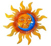 25.7'' Large Size Metal Sun Outdoor Wall Art Decor, Sun&Moon Outside Metal Art Rust Proof Wall Sculpture, Ideal for for Yard, Bedroom, Patio, Garden, Fence, Deck Pool Home and Farmhouse (Large sun)