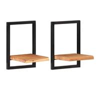 (25 ¡Á 25 ¡Á 35 cm) vidaXL Wall Shelf Set Picture Ledges Display Unit Solid Acacia Wood and Steel