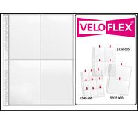 25-A4-Sammelhüllen-Veloflex-Prospekthüllen-140my-4-Fächer-A6-10x15cm-Postkarten