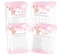 25 Baby Prediction Cards Who Knows Mom Best Baby Shower Games for 25 Guests Includes Boy Or Girl Gender Reveal Ideas Gifts for Expecting Moms Pink Bear Prediction Card Set