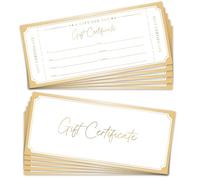 25 Blank Gift Certificates for Business, Gold Gift Certificate for Business Salon Beauty Spa Restaurants Birthday Marriage, 3.5 x 8” Work Business Present Card -06