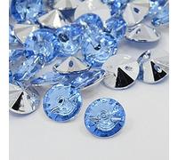 25 Blue 15mm Round Acrylic Crystal Rhinestone 1 Hole Buttons - Sewing, Knitting, Card Making, Scrapbook Art Bling