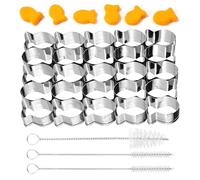 25 Cavity Goldfish Cracker Cutter, Mini Stainless Steel Fish Shaped Cookie Mold Non Stick Dough Cutter with Cleaning Brush for Baking Biscuits Snacks