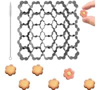 25 Cavity Stainless Steel Flower Cookie Cutter Set, Mini Daisy-Shaped Cutters for Baking, Biscuits, Vegetables & Sandwiches - Includes Cleaning Brushes