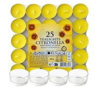 25 Citronella Tealight Candles with 4 Glass Holders - Outdoor Mosquito Repellent Candles for Patio, Garden, BBQ, Camping - Bug Repellent with Natural Citronella Oil