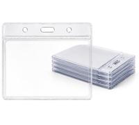 25 Clear Flexible ID Card Holders | Badge Wallets | Fits 60 x 90mm Inserts | Durable Vinyl Plastic Name Badge Holders | Compatible with Lanyards & Badge Clips | PCL Media ltd