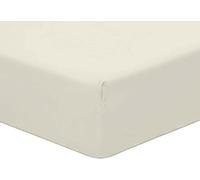 25 CM Deep Fitted Sheet Polycotton Plain Dyed Bedsheets Bedding Size King - Cream