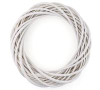25 cm DIY Grapevine Wreath, Natural Dried Rattan Wreath, Christmas Wreath Ring, Craft Wreath Base, Make Your Own with Wooden Wreath Ring, Door Garland White (25 cm)