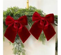 25 cm Large Christmas Velvet Bow, Red Christmas Bows, Large Velvet Christmas Tree Topper For Garland Wreath Door And Outdoor Decoration Fall Winter Accessories (2, Wine)