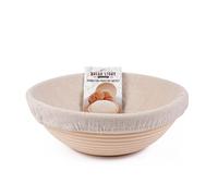 (25 cm) Round Banneton Proofing Basket Set - Brotform Handmade Unbleached Natural Cane For Homemade Crusty Fresh, Easy to Bake Bread With Professional Marks Rising Dough Bread Kit With Cloth Liner