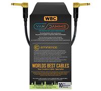 25 CM - Van Damme Pro Grade Classic XKE - Premium, Ultra-Flexible Multi-Shielded Guitar Bass Instrument Effects Pedal Patch Cable w/Eminence R/Angled Gold ¼ inch TS Plugs & Staggered Boots