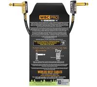 25 CM - WBC-PRO-PEDAL - 22 AWG - Low-Cap (18pF/ft) - Pro-Grade - Graphite-based - Dual-Shielded Pedal, Effects, Patch, instrument cable with Eminence Tiny Gold Plated Angled TS Connectors