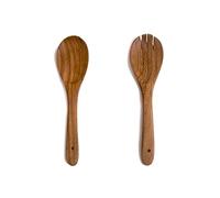 25 cms Acacia Wood Salad Server Set Wooden Mixing Tongs Dinner Fork & Spoon Serving Utensils for Tossing Salad Handmade Cookware Salad Cooking Utensils & Accessories for Kitchen, Natural Brown
