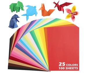 25 Colors Origami Paper 100 Sheets, A4 70gsm Coloured Paper 8.3"×11.7",Double-Sided Folding Coloured Card for DIY Arts Crafts School Projects Kids Adults UAP200D