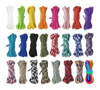 25 Colour Paracord Bracelet Rope, 4mm Paracord 550 Rope, Multifunctional Paracord for DIY Projects, Outdoor Use, Keychains and Dog Leads