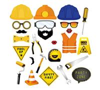 25 Ct Construction Photo Booth Props Construction Party Decorations Kits for Kids Boy Construction Theme Baby Shower,Birthday Party Decorations