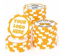 25 Custom Clay Poker Chips, 40mm Heavy 11.5 Grams Casino Sized Personalized Poker Chips with Logo or Text, Customized Drink Tokens for Bar, Party, Business Card, Golf Club or Events (Orange)