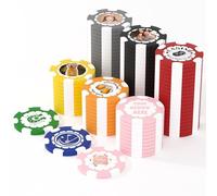 25 Custom Clay Poker Chips, 40mm Heavy 11.5g Casino Sized Personalized Poker Chips with Your Logo, Image or Text, Custom Drink Tokens for Bar, Party, Tournaments, Golf Club or Events (Pink)