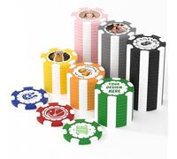 25 Custom Clay Poker Chips, 40mm Heavy 11.5g Casino Sized Personalized Poker Chips with Your Logo, Image or Text, Custom Drink Tokens for Bar, Party, Tournaments, Golf Club or Events (Green)
